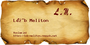 Löb Meliton névjegykártya